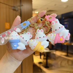 Llavero de silicona con forma de conejo y helado, diseño Kawaii, venta al por mayor - Product Image 1