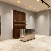 Étagère de présentation de vêtements de luxe avec cadre en métal doré, bois de noyer, éclairage LED, étagère murale pour boutique avec tiroirs de rangement