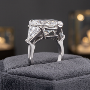 Bague de fiançailles de luxe en or 18 carats, 12 carats, couleur F, clarté VVS2, certifiée IGI, trois pierres de laboratoire de forme Marquise avec trillions latéraux, livraison gratuite - Product Image 3