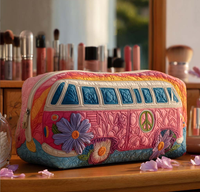 Pochette de maquillage matelassée brodée à impression numérique 3D, boîte florale, pochette de rangement cosmétique, pochette de rangement pour petits objets