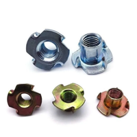 Tuerca en T DIN1624 de 4 Puntas M4 M6, Tuerca de Inserción de Cuatro Garras de Acero Galvanizado con Recubrimiento de Zinc, Clase 4.8, para Muebles y Carpintería