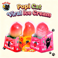 Es Krim PoPI CAT Popular Art 3D Virus Rasa Campuran Persik Mangga Leci, Rantai Dingin, Grosir, Makanan Beku dalam Kemasan 75g