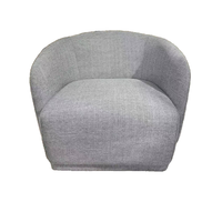 Fauteuil lounge contemporain rembourré, fauteuil baril en tissu gris doux pour café, chambre d'hôtel, bar