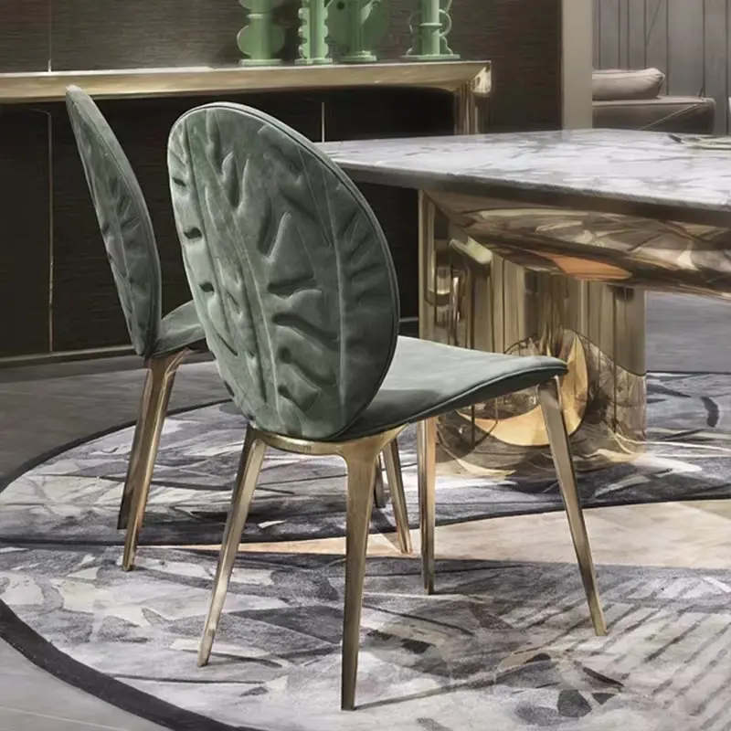 Chaise en laiton moderne en velours et or inoxydable pour salle à manger, vente en gros directe d'usine
