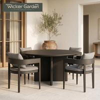 Juego de Comedor de Lujo Moderno para Exteriores con Sillas de Aluminio, Muebles Redondos para Patio, Fábrica OEM ODM