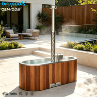 Bain à remous de luxe 2026 au design moderne, extérieur, à bois, pour 2 personnes, en cèdre avec revêtement en acier inoxydable 304, pour jardin, loisirs et spa