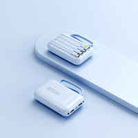 Batterie externe ultra-fine 10000 mAh, charge rapide 2A 10W Type-C, 4 câbles intégrés, écran LED, cordon, chargeur portable pour voyage