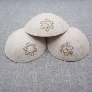 Top Kipot <span class=keywords><strong>David</strong></span> Star Broderie Lin Kippah Juif Ahava Personnaliser Kippot pour Mariage Bat Mitzvah Judaica Cadeau Yarmulke - Product Image 3