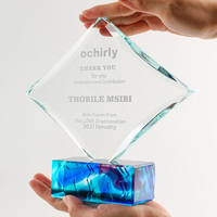 Nouveau design, vente en gros d'usine, trophée de surf en cristal Liuli de haute qualité, vague de mer, avec impression laser UV