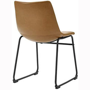 Chaises de salle à manger Modern Leisure <span class=keywords><strong>Masters</strong></span> Chaises de salle à manger modernes de luxe en métal pour l'extérieur Whisky Brown Leather Kitcheck Bar avec pied en acier - Product Image 2
