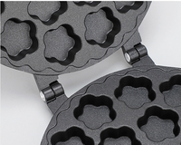 MIXWARES Poêle à gaufres en alliage d'aluminium 19/37 en forme de fleur de prunier, sans revêtement, réutilisable pour cuisinière à gaz et plaque à induction