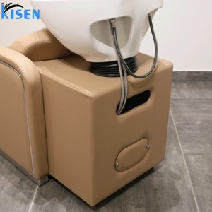 Kisen <b>Black</b> Leather Shampoo Chairs Gold Handle Color Can Be Customized Barber Shop Shampoo <b>Bed</b> <b>Sofa</b> for Sale - Product Image 6