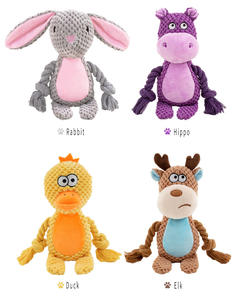 Doe Pet aksesuarları gıcırtılı ses noel hediyesi peluş tilki köpek Pet vokal pamuk halat bacaklar ile interaktif düğüm çiğneme oyuncağı - Product Image 4