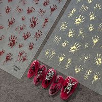 Autocollants d'ongles 5D d'horreur TSZS Halloween, motifs gothiques, yeux sanglants, lèvres, fantômes, empreintes de mains, non toxiques, fournitures de salon DIY