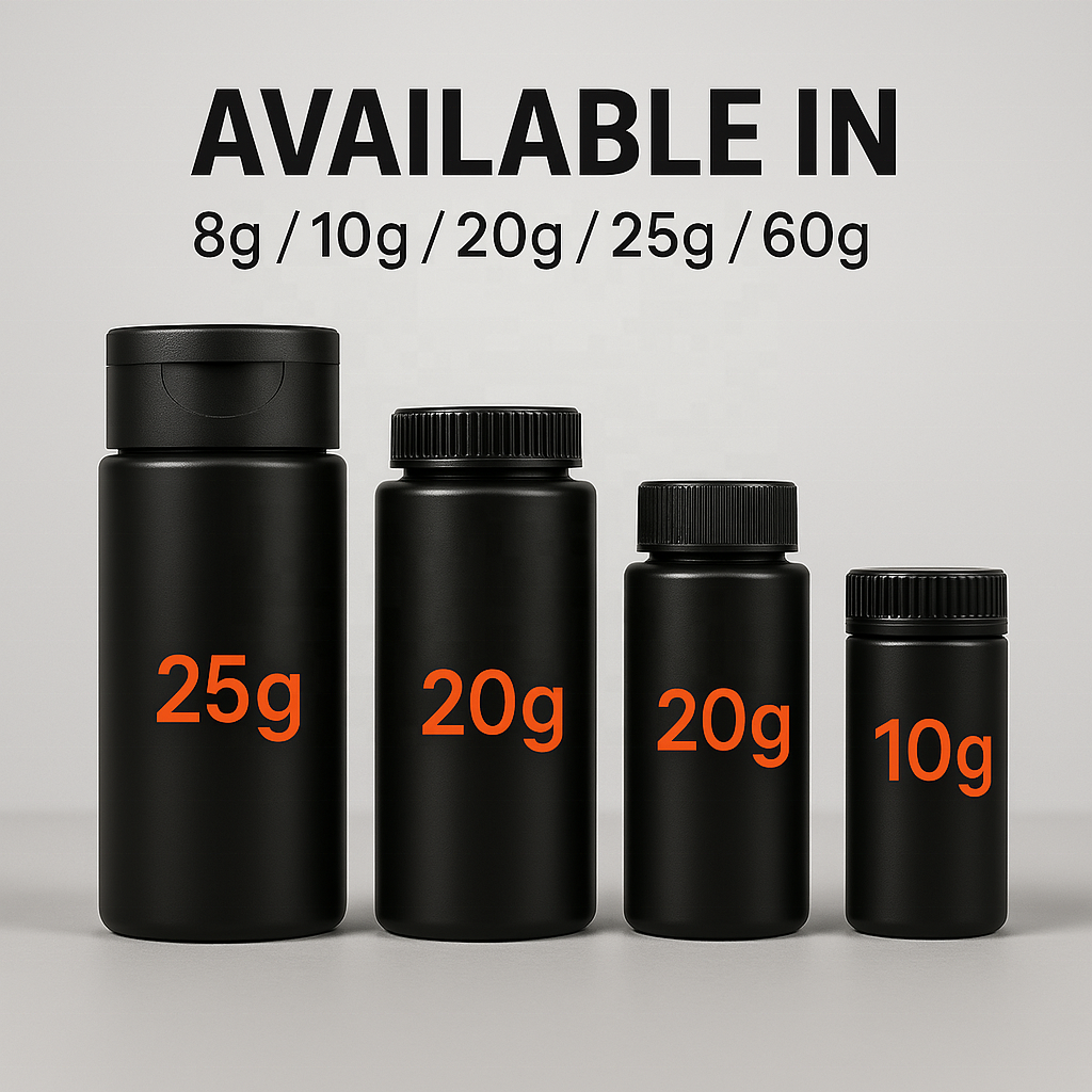 Product range - Different capacity bottles on white background