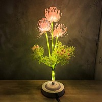 Lampe de table à 32 LED, alimentée par USB, avec fleur artificielle, lys araignée rouge, lampe arbre à fleurs papillon