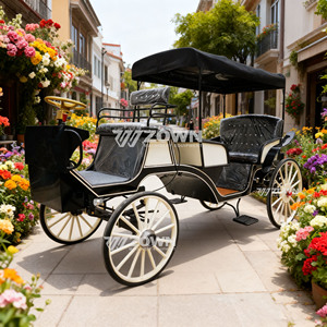 รถม้าไฟฟ้าสองสีแบบคลาสสิกพร้อมหลังคาบังแดดยาวสำหรับบริการท่องเที่ยวสุดโรแมนติกในรีสอร์ท - Product Image 2