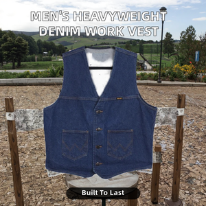 Gilet en jean délavé pour homme, col en V, décontracté, uni, boutonné sur le devant, sans manches, vêtement d'extérieur, printemps, coton tissé, écologique, coupe-vent - Product Image 2