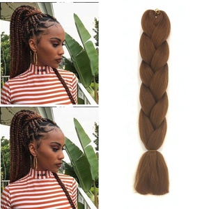 Treccine Jumbo Bicolore Economiche all'Ingrosso, Nere Rosa Bianche Viola Blu, Capelli Sintetici per Intrecciare - Product Image 4