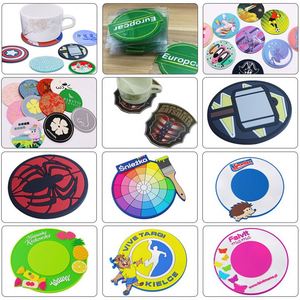 Custom Logo Soft Coaster Bar Beer Coaster Promotional Gift 3D Pattern Round Silicone Coaster for Drink Cup <b>Mat</b> Set - Product Image 3