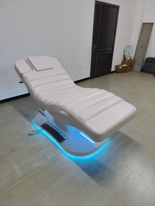 Mesa de Masaje Eléctrica de Cuero PU con 3 Motores, Reposacabezas Integrado, Luz Ambiental, Mueble de Salón de Diseño Moderno - Product Image 6