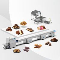 Machine d'enrobage automatique du chocolat avec tunnel de refroidissement et convoyeur pour ligne de production de bonbons, gaufrettes et biscuits, à économie d'énergie