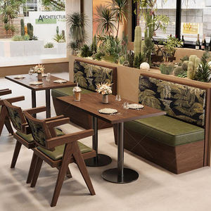 Conjunto de Mesa e Cadeiras de Madeira Sólida para Cafeteria e Restaurante, Mobiliário Comercial Personalizado XZY, para 2-4 Pessoas - Product Image 3