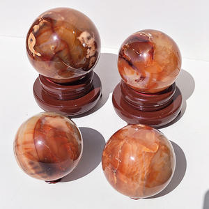 Boule de cristal de cornaline naturelle, sphère de pierre précieuse rouge orangée, chalcédoine polie, pièce décorative minérale pour la maison et le bureau - Product Image 3
