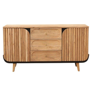 Armoire de rangement de salle à manger artisanale de luxe en bois massif de qualité supérieure avec des sculptures florales décoratives - Product Image 2