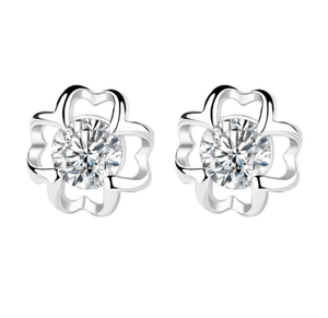 Pendientes de plata de ley S925 con circonita cúbica en forma de flor para mujer, pendientes de moda para boda, joyería para novia, fiesta, uso diario. - Product Image 1