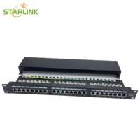 Starlink S/FTP IDC Punch Down Shielded Cat.6 Network Distribution Frame Dengan Kabel Pembumian - 1U 24 Port Panel Patch Rak Mount