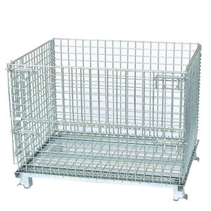 כלובי רשת תיל לאחסון במחסן, עמידים, ניתנים לערום, מתקפלים, עשויים פלדה, עם גלגלים. - Product Image 1