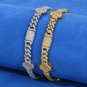 Bracelet de luxe en argent sterling S925, motif trèfle à quatre feuilles, maillons cubains, serti de moissanite et de diamants VVS, breloques florales, bijoux pour homme - Product Image 3