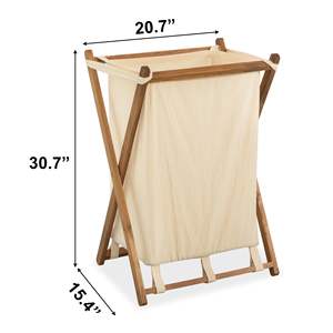 Offres Spéciales ferme panier à <span class=keywords><strong>linge</strong></span> sac amovible bois d'acacia X-Frame panier à <span class=keywords><strong>linge</strong></span> pliant grands paniers en bois avec poignée - Product Image 3