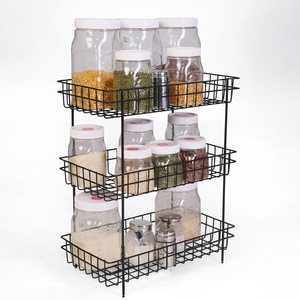 Estante de Almacenamiento de Especias de Tres Niveles, Tipo Vertical, Organizador de Cocina Minimalista para Especias y Frascos - Product Image 1