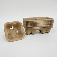 Support à 4 tasses compostable en pâte à papier, plateau perforé détachable pour café, conteneur écologique pour boissons à emporter