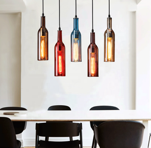 Luminaire suspendu en verre coloré industriel pour <span class=keywords><strong>bouteille</strong></span> de vin, lustre rétro créatif pour café, loft, bar - Product Image 2