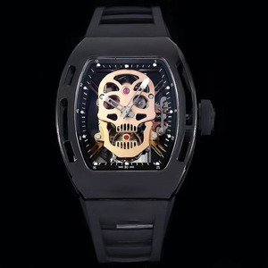Orologio Automatico Meccanico Sportivo da Uomo con Tourbillon Scheletrato in Ceramica Nera, Raro e Unico, Realizzato in Materiale 052 - Product Image 1