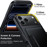 Étui portefeuille antichoc double couche robuste pour iPhone 18 17 16 Pro Max avec porte-cartes intégré et fente dissimulée pour cartes – Coque de téléphone fine