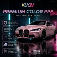 KUCAI Film de protection de peinture auto-cicatrisant TPU 7,5 mil 1,52*15m couleur rose thé au lait Oolong, garantie 5 ans