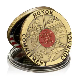 กองทัพเรือเดินทะเลสหรัฐฯ ค่าหลัก ของที่ระลึก เหรียญเกียรติยศ ความมุ่งมั่น ความกล้าหาญ เหรียญสะสม เหรียญที่ระลึกชุบทองแดง