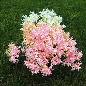 Suministro de origen hecho a mano Lila blanca y flor de cerezo cruzada flores artificiales boda hogar pantalla decoración suave - Product Image 3