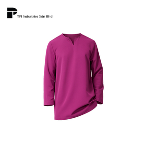 Malaysia Seller Traditional <b>Mens</b> Ethnic Shirt Berry Purple Smart Fit Casual Short Sleeve OEM Supplier Top Wear Modern Style - Product Image 1