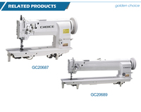 GC20689 Machine à coudre industrielle à bras Long, simple/Double aiguille