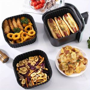 Colorful Reusable Silicone Air Fryer Liners - 8inch Square, suitable for 4-7 Qt air fryers, oven and <b>microwave</b> safe, easy to - Product Image 6