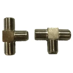 Conector tipo F hembra de 3 vasos, plateado, ideal para conexiones de audio y video en sistemas de telecomunicaciones. - Product Image 1