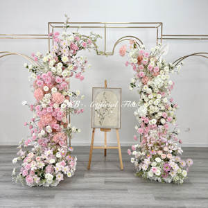 Romántica boda flor arco decoración artificial rosa y blanco rosa flor arco boda flor arco Decoración - Product Image 1