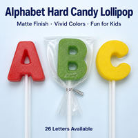 Sucettes dures en forme de lettres de l'alphabet ABC, saveur fruitée, Halal, BRC, ISO, bonbons, OEM, étiquette privée, logo personnalisé, emballage en pot, bonbons éducatifs pour enfants