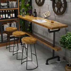 Mesa de <span class=keywords><strong>Bar</strong></span> Comercial de Madera Maciza Industrial, Forma Oblonga, Multifuncional, Fácil de Limpiar, para Cafeterías, Bares de Té con Leche y Parques - Product Image 2