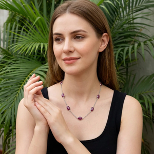 Natural <b>Ruby</b> Satellite Chain <b>Necklace</b> 925 Sterling Silver Handmade Fine Gemstone Jewelry OEM ODM Wholesale Supplier - Product Image 6